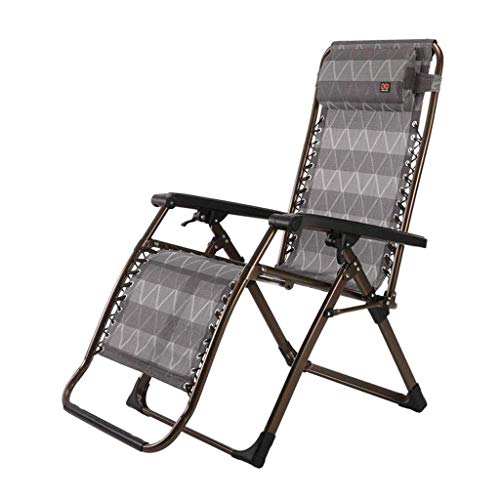 Klappbarer Sessel Zero Schwerkraft Stuhl Erweiterte Liege Garten Strand Patio Liegestuhl mit Nackenkissen Unterstützung 200 kg graues Muster (Farbe: ohne Kissen) To pursue Glück von FASOHJ