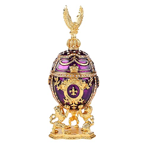 FASSLINO Fabergé-Schmuckkästchen für Eier, mit aufklappbaren, klassischen, handbemalten Ornamenten, Vintage-Handwerk, Geschenk für Heimdekoration (lila) von FASSLINO