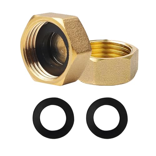 Langlebige Messing-Blindkappen – 2 Stück für Sanitär-Lösungen, Sechskant-Blindstopperkappe aus Messing (1,9 cm), Blindmutterkappen für Waschmaschine, Heizkörperventile, Armaturen von FAST-FX