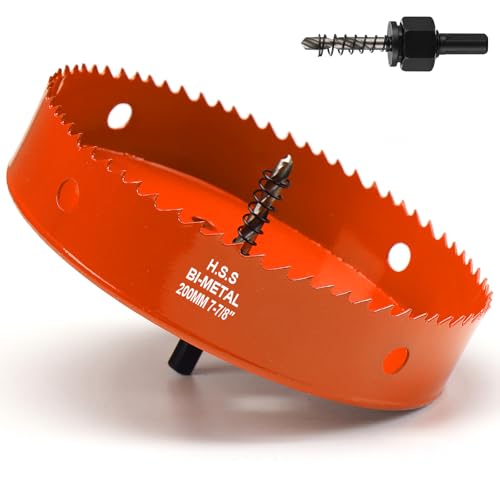 Lochsäge 200mm Orange, Schnellarbeitsstahl HSS M42 Bi-Metall Lochsäge holz, Lochfräser mit Sechskant Schaft und Bohrer mit 35mm Schnitttiefe für holz, Trockenbau und Metallblech Lochsäge 200mm Orange, Schnellarbeitsstahl HSS M42 Bi-Metall Lochsäge holz, Lochfräser mit Sechskant Schaft und Bohrer mit 35mm Schnitttiefe für holz, Trockenbau und Metallblech von FASTDEPLE