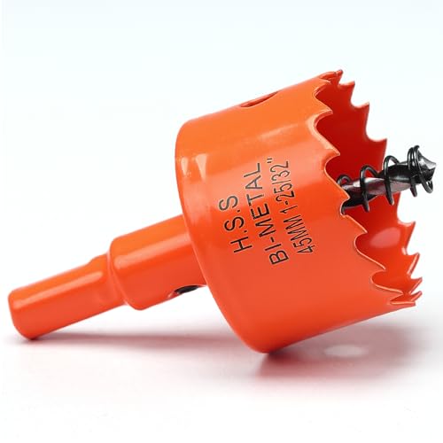 Lochsäge 45mm Orange, Schnellarbeitsstahl HSS M42 Bi-Metall Lochsäge holz, Lochfräser mit Sechskant Schaft und Bohrer mit 30mm Schnitttiefe für holz, Trockenbau und Metallblech Lochsäge 45mm Orange, Schnellarbeitsstahl HSS M42 Bi-Metall Lochsäge holz, Lochfräser mit Sechskant Schaft und Bohrer mit 30mm Schnitttiefe für holz, Trockenbau und Metallblech von FASTDEPLE