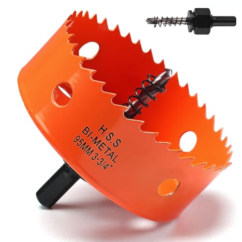 Lochsäge 95mm Orange, Schnellarbeitsstahl HSS M42 Bi-Metall Lochsäge holz, Lochfräser mit Sechskant Schaft und Bohrer mit 35mm Schnitttiefe für holz, Trockenbau und Metallblech Lochsäge 95mm Orange, Schnellarbeitsstahl HSS M42 Bi-Metall Lochsäge holz, Lochfräser mit Sechskant Schaft und Bohrer mit 35mm Schnitttiefe für holz, Trockenbau und Metallblech von FASTDEPLE