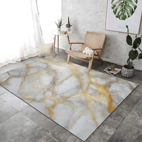 Elegante Natürliche Marmortextur-Druck Teppich Dekoration Gold Nicht Rutscher Fläche Teppich Boden Teppiche Waschbare Nicht Rutschende Atmungsaktive Für Schlafzimmer Wohnheimdekoration, von FASTLATE