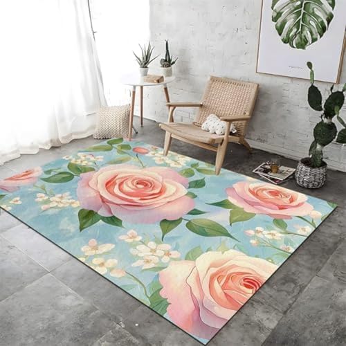 FASTLATE Bereich Teppiche Aquarell Rosen Nicht -Schlupfteppich Verblassen Widerstandsfähiger, Färbem Widerstand Waschmaschine Weicher Kurzer Haufen Für Schlafzimmer Kinderzimmer Esszimmer Küche Rosa, FASTLATE Bereich Teppiche Aquarell Rosen Nicht -Schlupfteppich Verblassen Widerstandsfähiger, Färbem Widerstand Waschmaschine Weicher Kurzer Haufen Für Schlafzimmer Kinderzimmer Esszimmer Küche Rosa, von FASTLATE