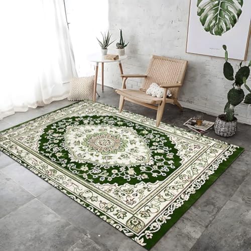 FASTLATE Bereich Teppiche Persian Traditionelle Blumen Teppich Wohnzimmer Bodenmatten Weiche Niedrigstapel Teppich Grüne Maschine Waschbar Für Eingangsteppich Nachtbalkon Foyer Matte von FASTLATE