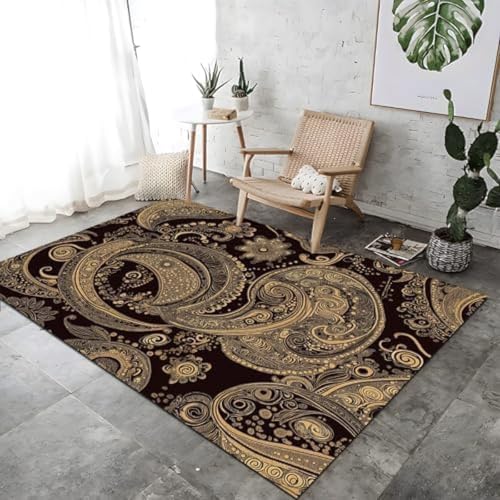 FASTLATE Elegant Retro Line Muster Druck Teppich Dekoration Braun Nicht rutschfeste Teppich, von FASTLATE