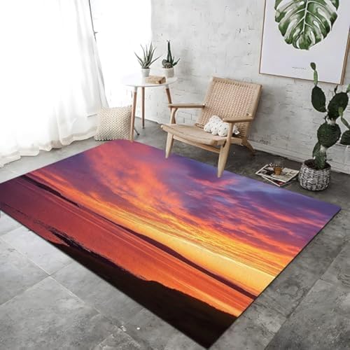 FASTLATE Feury Sunset Sky Theme -Für Wohnzimmer Weiche Rote Bodenmatte Gedruckt Großer Kurzer Haufen Waschmaschine von FASTLATE