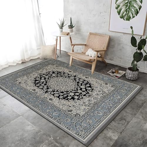 FASTLATE Fläche Teppiche Persian Zarte Blumentextur Teppich Wohnzimmer Bodenmatten Weiche Tiefhaufen Teppich Graue Maschine Waschmaschine Teppich Für Teppich Nachtbalkon Foyer Matte von FASTLATE