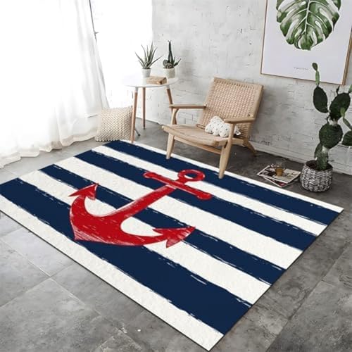 FASTLATE Für Wohnzimmer Teppiche Navy Linien Textur Für Eingangseingangsfleckenflecken Widerstandsfähiger Teppich Für Badezimmer Wäscherei Kinderzimmer Büro Büro Blau von FASTLATE