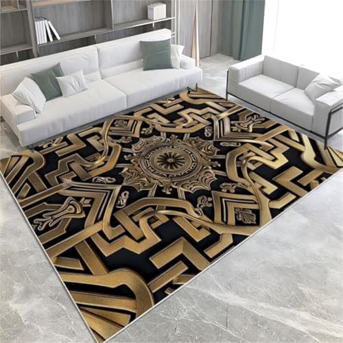 FASTLATE Gold Area Teppiche Antike Griechische Geometrische Figuren Maschin,140 X 200 cm von FASTLATE