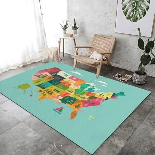 FASTLATE Home Modelle Amerikanische Karten -Illustration Entwurfsbereich TeppichTeppich Für Wohnzimmer Bunte Kurze Haufen Waschkreis Teppiche Für Wohnzimmer Weiche Nichtschuppen Home Dekoration von FASTLATE