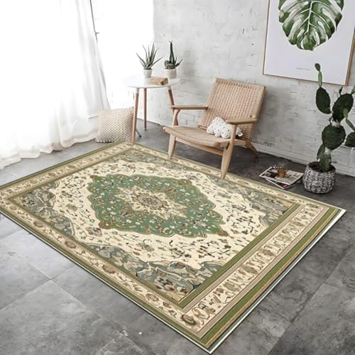 FASTLATE Nordic Retro Marokkanische Textur Druckteppich Weiche Luxuriöse Einfache Pflege Kurzfutter -Moderner Teppichgrün Großer Teppich Für Wohnzimmer Dining Lounge Bett, von FASTLATE