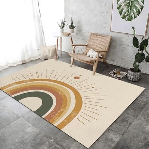 FASTLATE Rainbow Sun Theme Teppich Für Weiche Helle Gelbe Bodenmatte Gedruckt Großer Teppich, Kurzer Haufen Waschmaschine Teppiche Für Schlafzimmer Esszimmer Nicht -Schuppen -Teppich Teppich, von FASTLATE