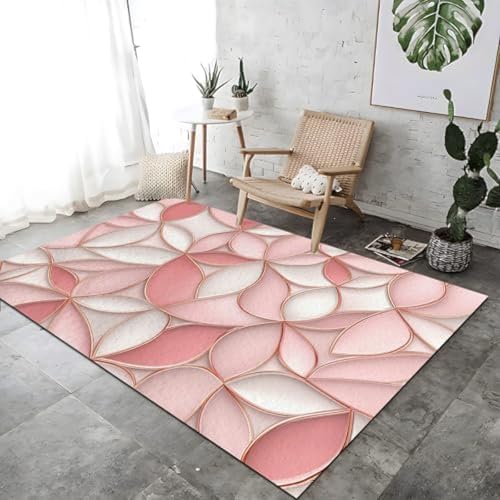 FASTLATE Teppich Roségold Verziert Texturdruck Wohnzimmer Teppich Dekoration Rosa Nicht Rutschfestes Rug Boden Teppiche Waschbar Nicht Schlupfhaltig Atmungsaktiv Für Wohnzimmer, von FASTLATE