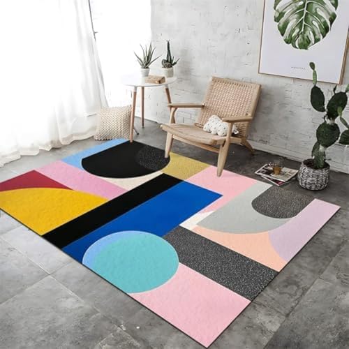 Weich Gemischt Geometrische Kreise Nicht -Schlupf -Teppich Verblassen Resistent, Färbefestes Waschmaschine Weicher Kurzer Stapel Für Schlafzimmer Kindergarten Esszimmer Küchenträger Regenbogenfarben, von FASTLATE