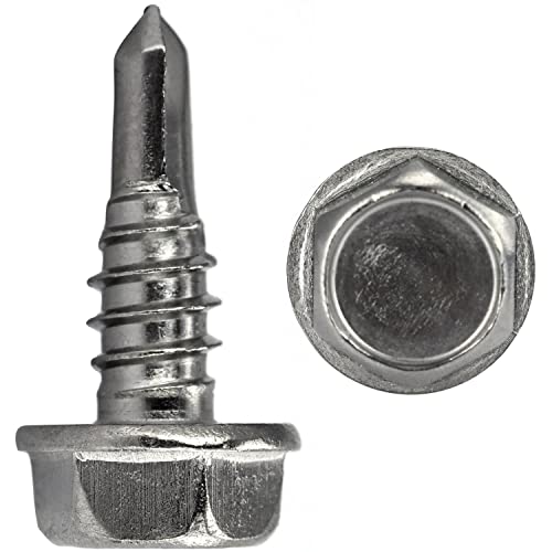 FASTON® Bohrschrauben 4,8x19 mm mit Sechskantkopf und Bund, Form K Edelstahl A2 V2A (10 Stück) DIN 7504 Selbstschneidend Blechschrauben Schnellbauschrauben Außensechskan von FASTON