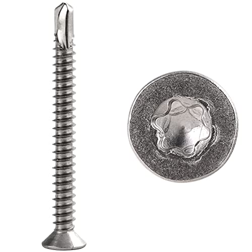 FASTON® Bohrschrauben TORX 4,8x38 mm mit Senkkopf, Form O Edelstahl A2 V2A (100 Stück) DIN 7504 TX Selbstschneidend Schrauben Schnellbauschrauben Selbstschneidende für Weichmetalle (z.B. Aluminium) von FASTON