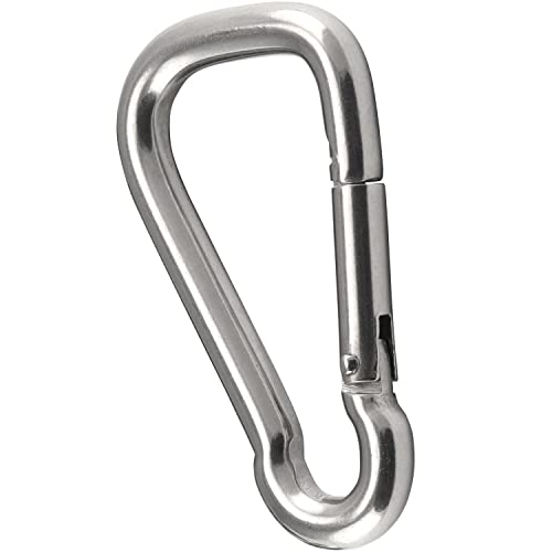 FASTON® Edelstahl Karabinerhaken 6x60 asymmetrisch Karabiner A4 V4A rostfrei (20 Stück) Edelstahlhaken Feuerwehrkarabiner Ohne Kausche Karabiner-Haken von FASTON