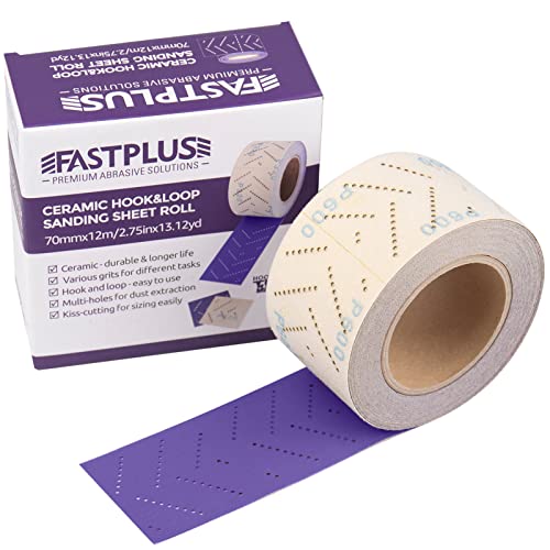 Clean Schleifpapier Rolle Purple Clean Schleifrollen 70 mm x 12 m Multi-Hole Schleifpapierrolle Rechteckig Von Hand Zerrissen Schleifpapier zum Entfernen von Beschichtungen, Autoschleifen, Körnung 150 von FASTPLUS