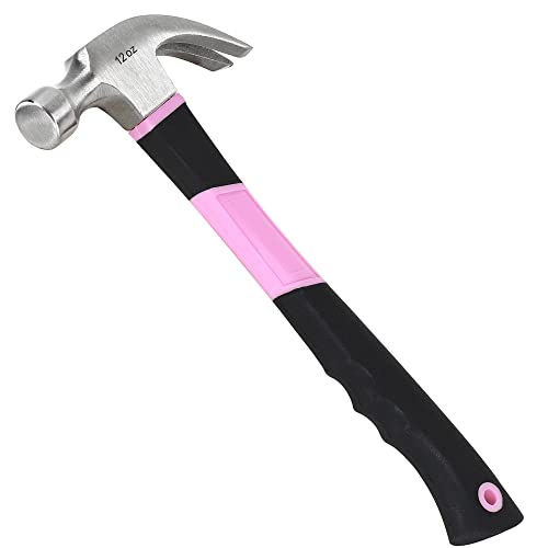 FASTPRO Pinker Hammer, gebogener Klauenhammer aus Fiberglas mit komfortablem Griff, 340 ml von FASTPRO