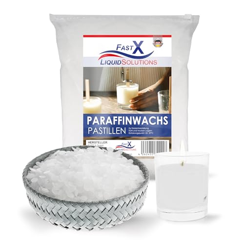 FASTX LIQUIDSOLUTIONS Paraffinwachs Pastillen für Kerzen – 10 kg, Ideal für DIY & Kunsthandwerk, Kerzengießen, Kerzenwachs, Wachsgranulat Pastillen (10kg) von FASTX LIQUIDSOLUTIONS