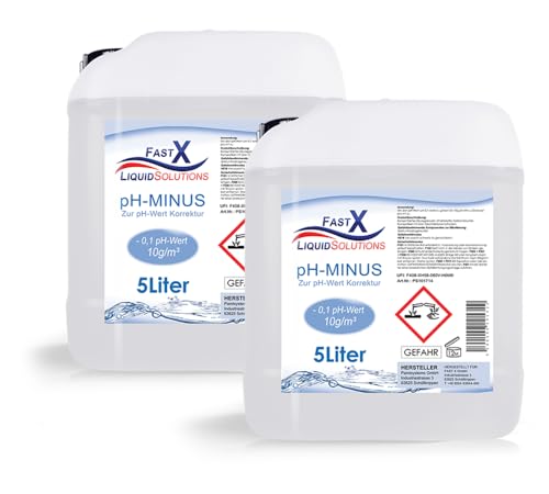 pH-Minus Regulator 10 Liter Kanister – Effiziente pH-Wert Senkung für Pools & Spas (2x5 Liter) von FASTX LIQUIDSOLUTIONS
