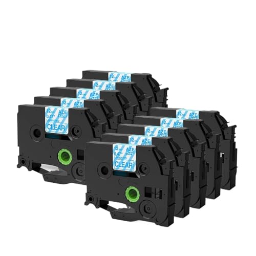 FASURDVA 10pk 12mm laminiertes Etikett 231 Schwarz auf Weiß kompatibel mit Etikettenherstellern wie PTH110 PTD210 PTH200 und E1000PRO D210S(10PK Blue on Clear) von FASURDVA
