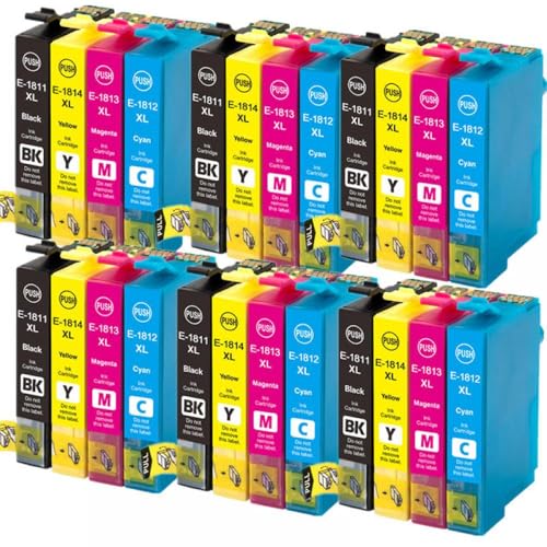FASURDVA 18xl T1811 T1814 Tintenpatronen Ersatzkompatibel mit Druckern Kompatibel mit XP415 XP302 XP102 XP202 XP205 XP305 XP402 XP312 XP225 XP212 XP412(6SET) von FASURDVA