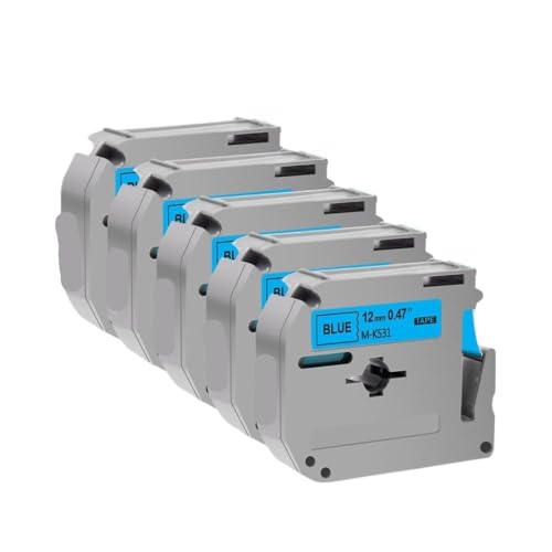 FASURDVA 5 10pcs 12mm Labelbandkapitibel mit MK231 MK-231 MK-131 431 631 Modelle funktioniert mit Etikettendrucker PT-70 PT-80(5PK Black on Blue) von FASURDVA