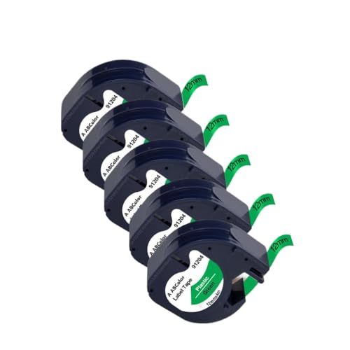 FASURDVA 5pcs 10pcs 12mm LT -Band kompatibel mit 91201 91331 12267 91202 91200 Beschriftungsbänder Kompatibel mit LT100H -Etikettdrucker(5PK Black on Green) von FASURDVA