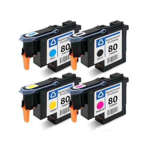 FASURDVA 80 PrinThead C4820A C4823A C4821A C4822A kompatibel mit DesignJet 1050C 1050 1055 1055 cm Plus Drucker 1x Kompatibel mit 80 Druckkopf(1SET) von FASURDVA