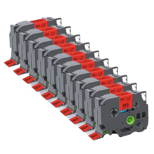 FASURDVA Kompatible 2 5 10pk Tze241 Labelband 18 mm schwarz auf dem weißen Druckerband Kompatibel mit TZE Label Maker funktioniert mit Tze-241(10PK Black on Red) von FASURDVA