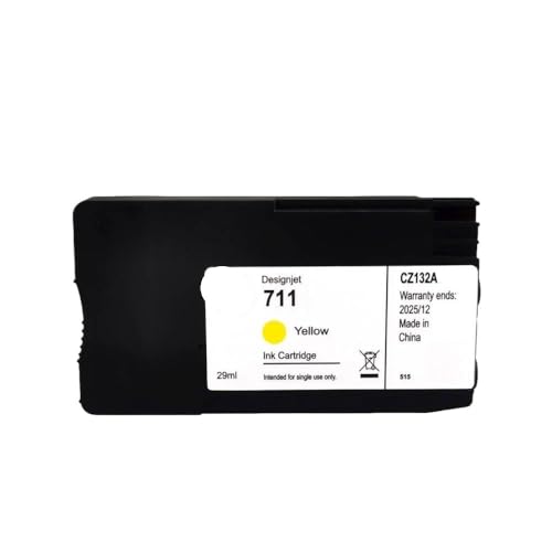 FASURDVA Kompatible Tintenpatrone Kompatibel mit DesignJet T100 T120 T125 T130 T520 T525 T530 Drucker Arbeiten mit 711 711 711(1pc Yellow) von FASURDVA