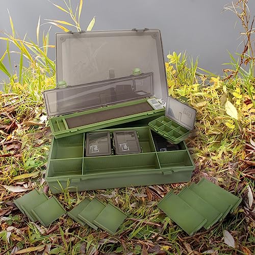 Carp Rig Box 7+1, Carp Rigboard Kleinteile Sortiment Bag Angelkoffer mit 6 Zusatzboxen, Inklusive Rigboard-Box von FATBOX