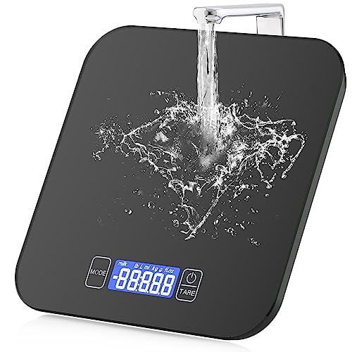 Digitale Küchenwaage 15kg/33lb Digitalwaage Elektronische Waage Küche Haushaltswaage Hochpräzise Lebensmittelwaage LCD Display mit Sicherheitsglas Wiegefläche und Tara von FATE TO FATE