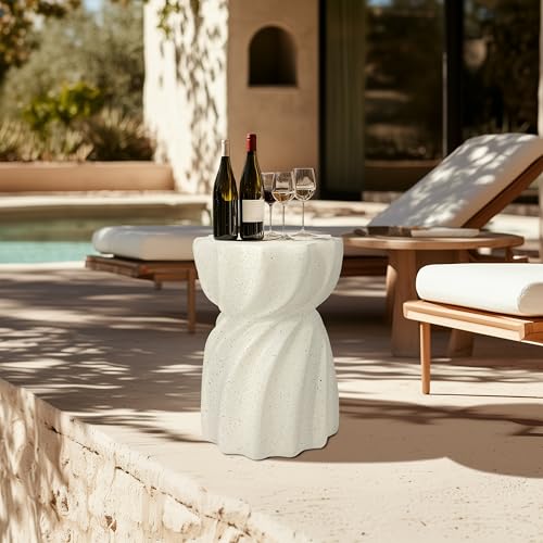 FATIVO Beistelltisch Cremeweiß Sofatisch weiß Holzimitat, Klein Nachttisch Stilvoller und schicker Beistelltisch fürs Wohnzimmer Schlafzimmer 35×35×48 cm von FATIVO