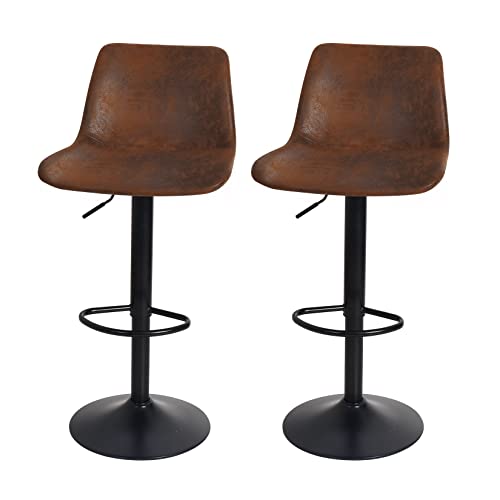 FATIVO Barhocker 2er-Set Tresenhocker, Barstuhl Höhenverstellbar mit Lehne - Sitzhocker mit 360° Drehungmit und Fußstütze - modernem und aerodynamischem Design für Bartheke, Küche und Zuhause von FATIVO
