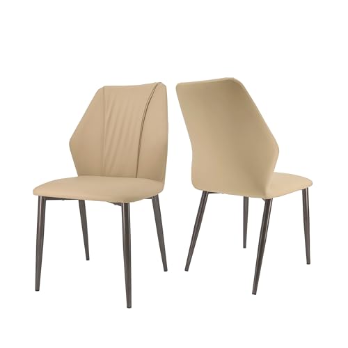 FATIVO Esszimmerstühle 2er Set Leder Küchenstühle, Nordischer Khaki Wohnzimmerstuhl für Frauen aus Leder, luxuriös gepolsterter Stuhl Esstisch Stühle Belastbar 150 kg für Esszimmer Restaurant Cafe von FATIVO