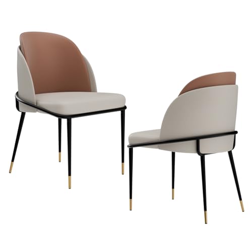 FATIVO Esszimmerstühle 2er Set Kunstleder: Esszimmerstuhl Luxus Küchenstühle Beige Bequem Esstisch Stühle Modern Sessel Belastbar 150 kg für Esszimmer Restaurant Cafe von FATIVO