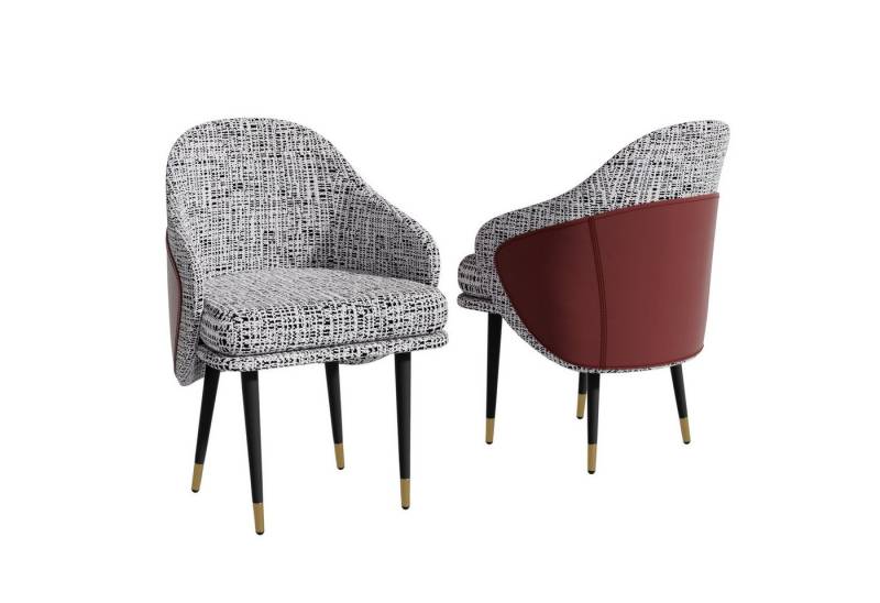 FATIVO Esszimmerstuhl FATIVO Esszimmerstühle 2er Set Leder Grau, Belastbar 150 kg von FATIVO
