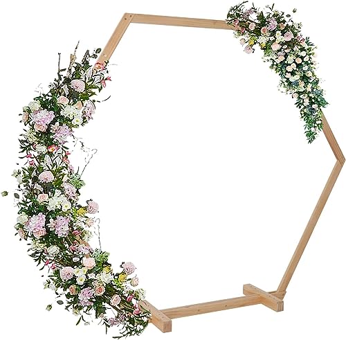 FATIVO Holz Rosenbogen Hochzeitsbogen Hexagon: Traubogen Hochzeit Hintergrund Stand Bogen für Geburtstagsfeier Hochzeit Garten Innen- und Außendekoration 210x230cm von FATIVO