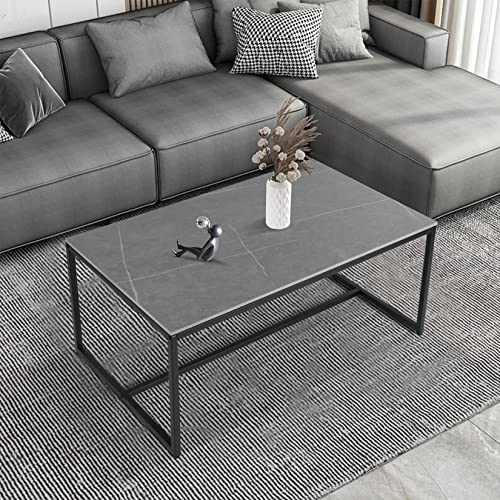 FATIVO Couchtisch Modern Grau Metallgestell: Marmor Quadratisch Skandinavisch Kaffeetisch Wohnzimmertisch - Beistelltisch für Wohnzimmer 100x60x42cm von FATIVO