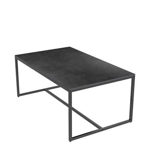 FATIVO Couchtisch Schwarz Modern Marmor: Wohnzimmertisch mit Metall Gestell - Skandinavisch Quadratisch Beistelltisch Sofatisch Stubentisch 100x60x42cm von FATIVO