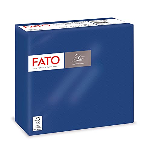 Fato, Einweg-Papierservietten, Weichheit und Flauschigkeit, Packung mit 40 Servietten, Größe 38x38 gefaltet in 4 und 2 Lagen, Farbe Nachtblau, 100% reines Zellulosepapier, FSC-zertifiziert von FATO