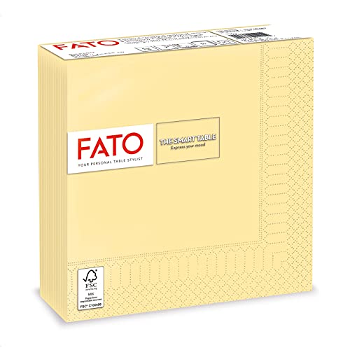 Fato, Einweg-Papierservietten, ideal für informelle Mittagessen und Buffets, Packung mit 50 Servietten, Größe 33x33, gefaltet in 4 und 2 Lagen, Champagner, 100% Zellulosepapier, FSC-zertifiziert von FATO