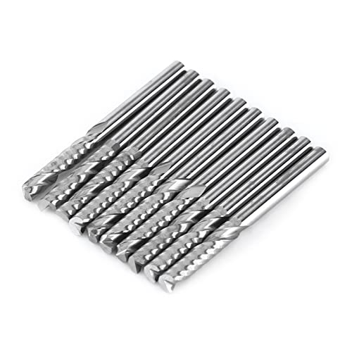 FAUOSWUK 10 Pcs Wolfram -Carbid -Endmühlen, Einzelflöte -CNC -Router -Bits 4mm Schaft mit Schneiden, für Acryl -PVC MDF Holz Weiche Materialien von FAUOSWUK