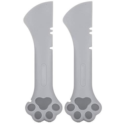 FAUOSWUK 2pcs Haustier Can Opener, Silicon Cat Can Opener Löffel Lebensmittelschaufel mit Gekrümmtem Spitzdesign für Einfache Reinigung des Ausgrabens Katzenfutter (Grau) von FAUOSWUK