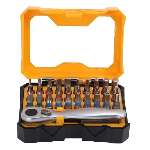 FAUOSWUK 32 Stück Ratschen Schrauben Dreher Set, 72 Zahn-Mini-Ratsche mit 1/4-Zoll-Hexen-Schaft und 60mm Verlängerung für Möbel Montage Fahrrad-Auto-Wartung von FAUOSWUK