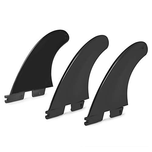 FAUOSWUK 3PCS Paddle Board Fin, FCS2 G5 Nylon Kunststoff Schwarz Paddleboard Fin Ersatz Surfboard Thruster Fins Set Flexibles Surfzubehör für Surfboard & Paddleboard (M-GRÖSSE) von FAUOSWUK