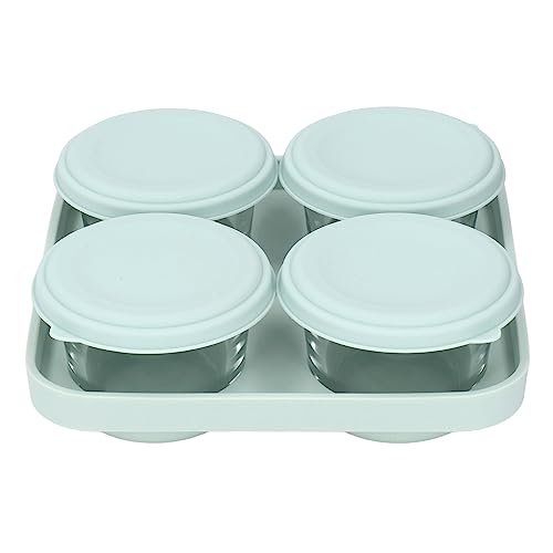 FAUOSWUK 4 Fach Salat -Dressingbehälter, Gewürzbehälter Transparentes Silikon für Kühlschrankmikrowellen -Gefrierschrankstapelspeicher (Grün) von FAUOSWUK